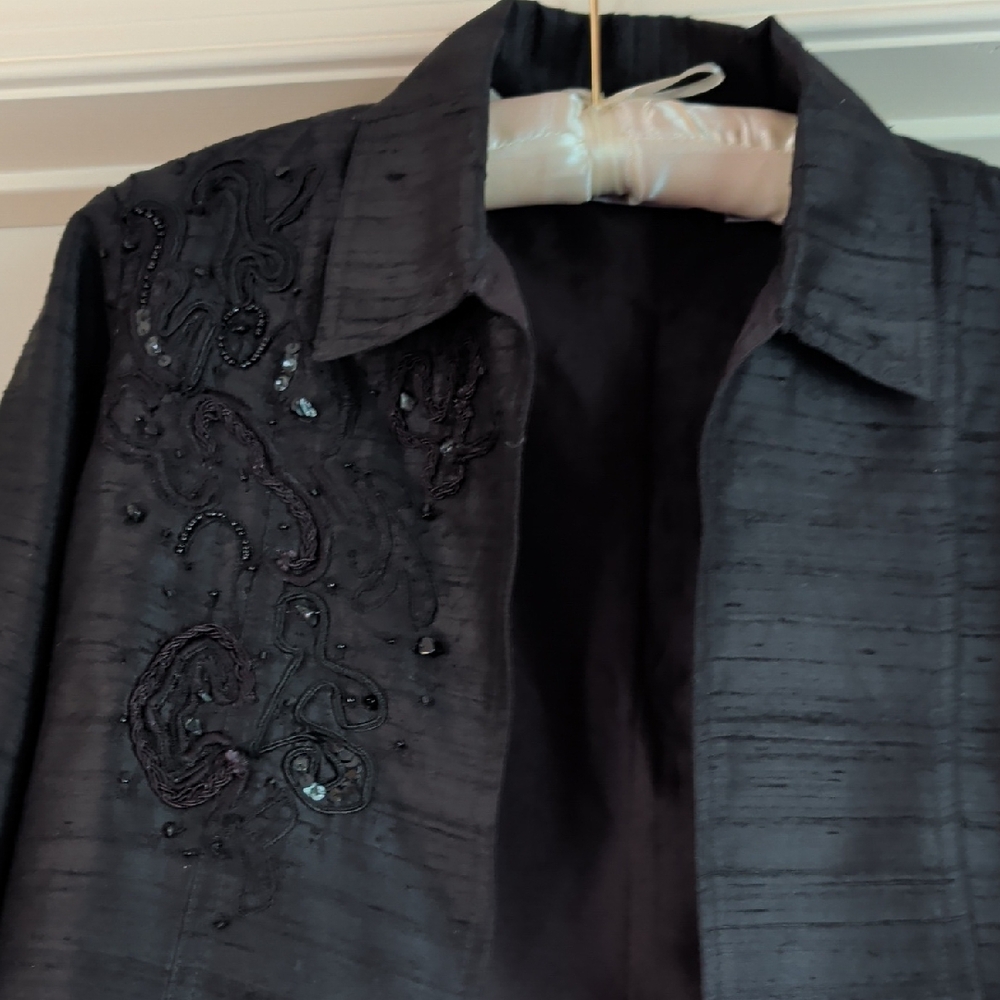 Chico's Black Beaded Embellished Jacket